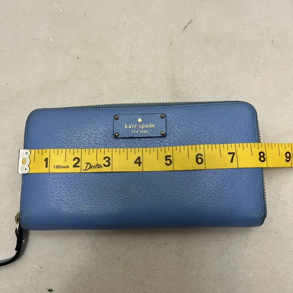 Kate Spade Blue Leather Zip Around Wallet